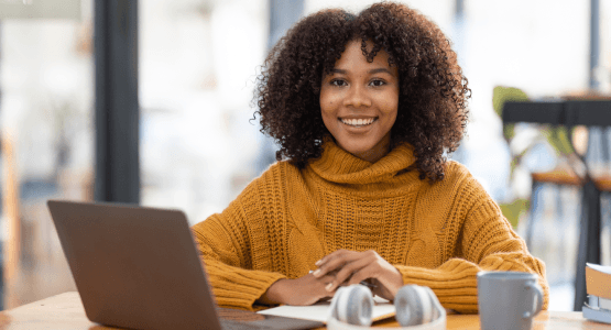 Woman with curly hair